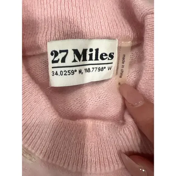 27 Miles Women Cashmere Sweater Size S Pink 100% Cashmere Soft Luxury
